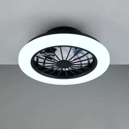 Димируемо LED RGBW таванно осветително тяло с вентилатор GHANA LED/24W/230V 3000-6500K бяло/черно + дистанционно управление