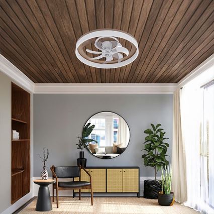 LED димируемо таванно осветително тяло с вентилатор LED/40W/230V 3000-6500K кафяво/бяло + дистанционно управление