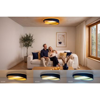 LED димируемо таванно осветително тяло SMART GALAXY MODERN LED/24W/230V 3000–6500K Ø55 см синьо/бяло/златисто + дистанционно управление