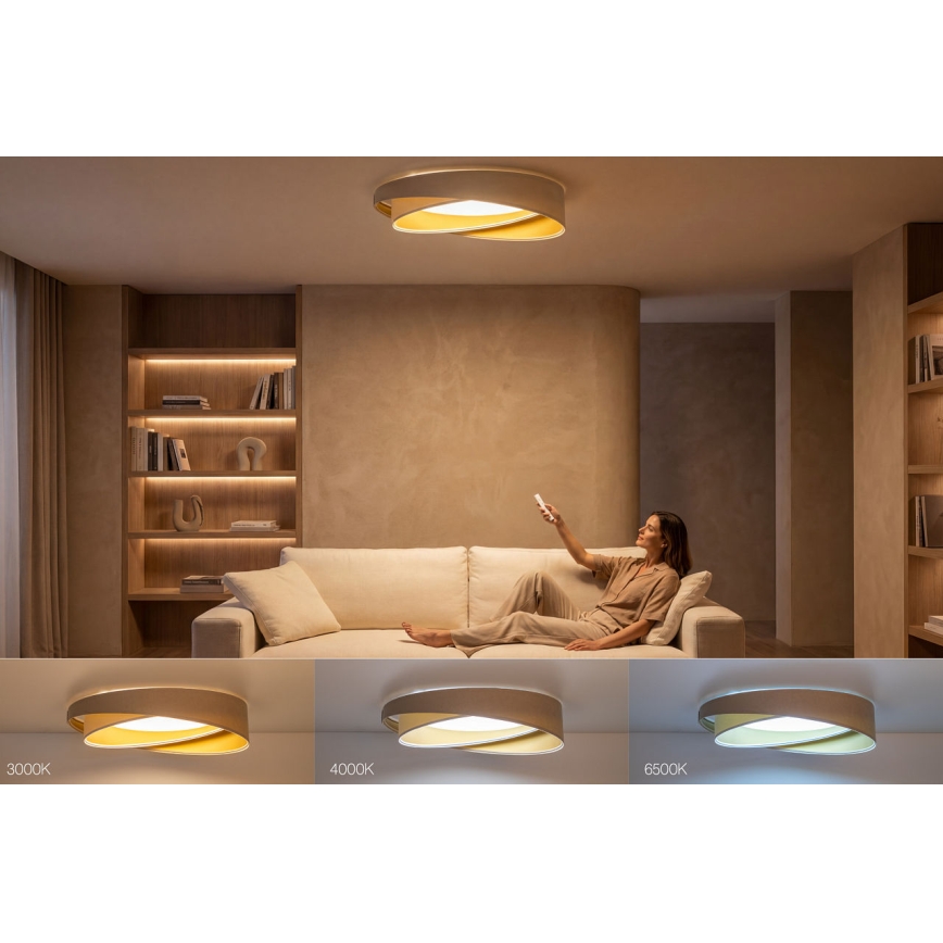 LED димируемо таванно осветително тяло SMART GALAXY MODERN LED/24W/230V 3000-6500K Ø 55 см бежово/бяло/златно + дистанционно управление