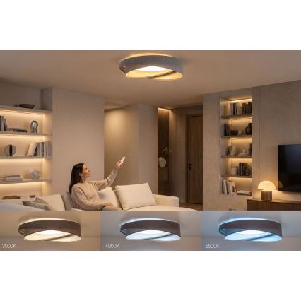 LED димируемо таванно осветително тяло SMART GALAXY MODERN LED/24W/230V 3000-6500K Ø 55 см сиво/сребристо + дистанционно управление