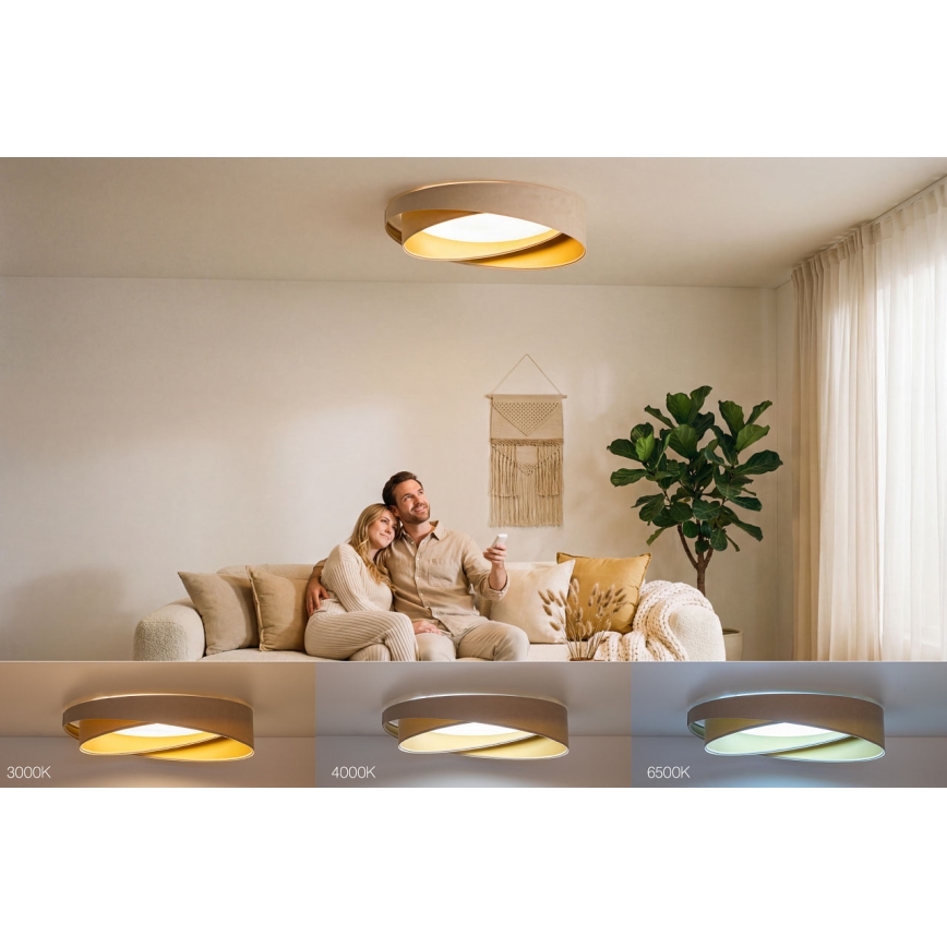 Димируемо таванно LED осветително тяло SMART GALAXY MODERN LED/24W/230V 3000-6500K Ø 55 см бежово/златисто + дистанционно управление