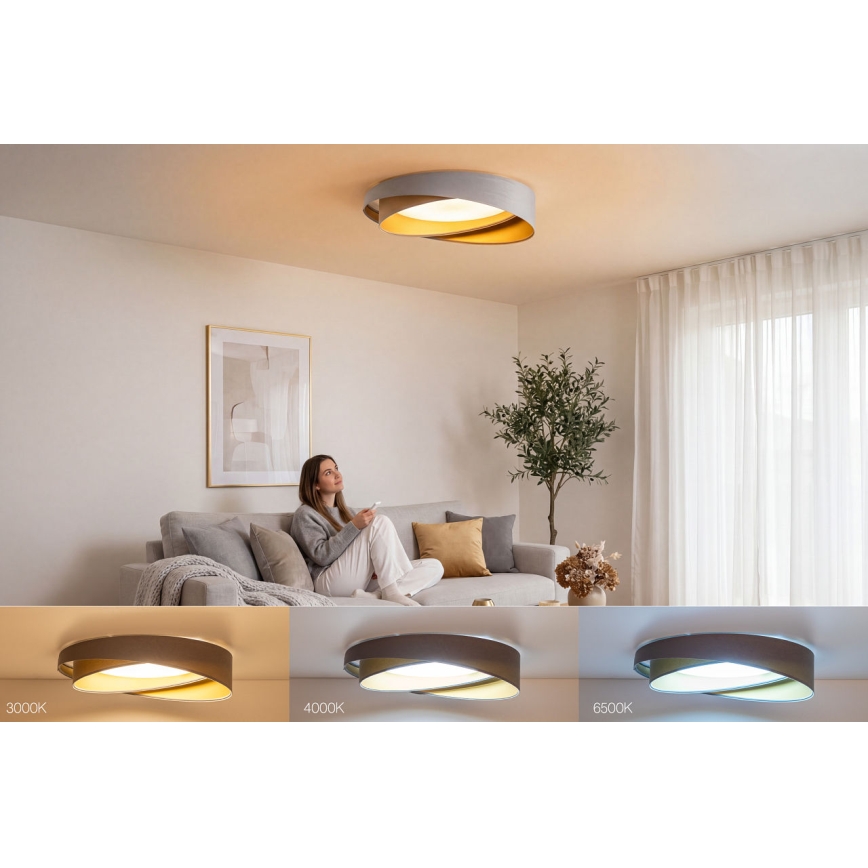 LED димируемо таванно осветително тяло SMART GALAXY MODERN LED/24W/230V 3000-6500K, диаметър 55 см, сиво/златисто + дистанционно управление