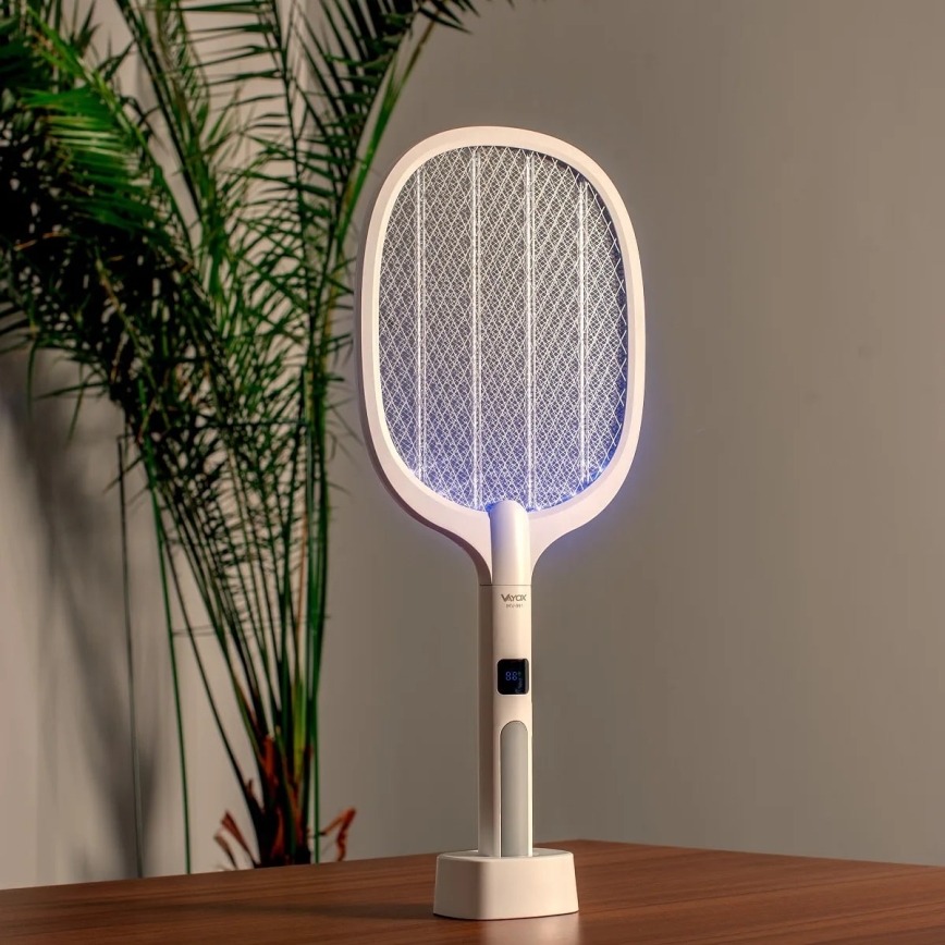 LED Електрически капан за насекоми 2в1 с LCD дисплей 1200 mAh/5V бял