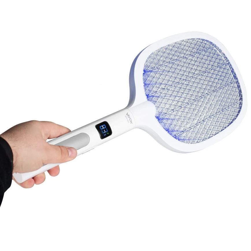 LED Електрически капан за насекоми 2в1 с LCD дисплей 1200 mAh/5V бял