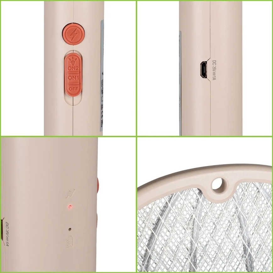 LED Електрически уловител на насекоми 2в1 500 mAh/5V бежов