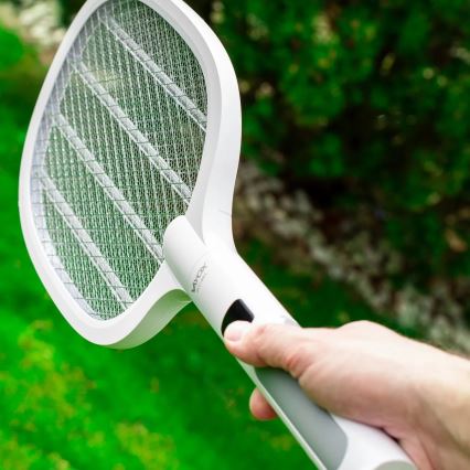 LED електрически уред за улавяне на насекоми 2 в 1 с LCD дисплей 1200 mAh/5V бял