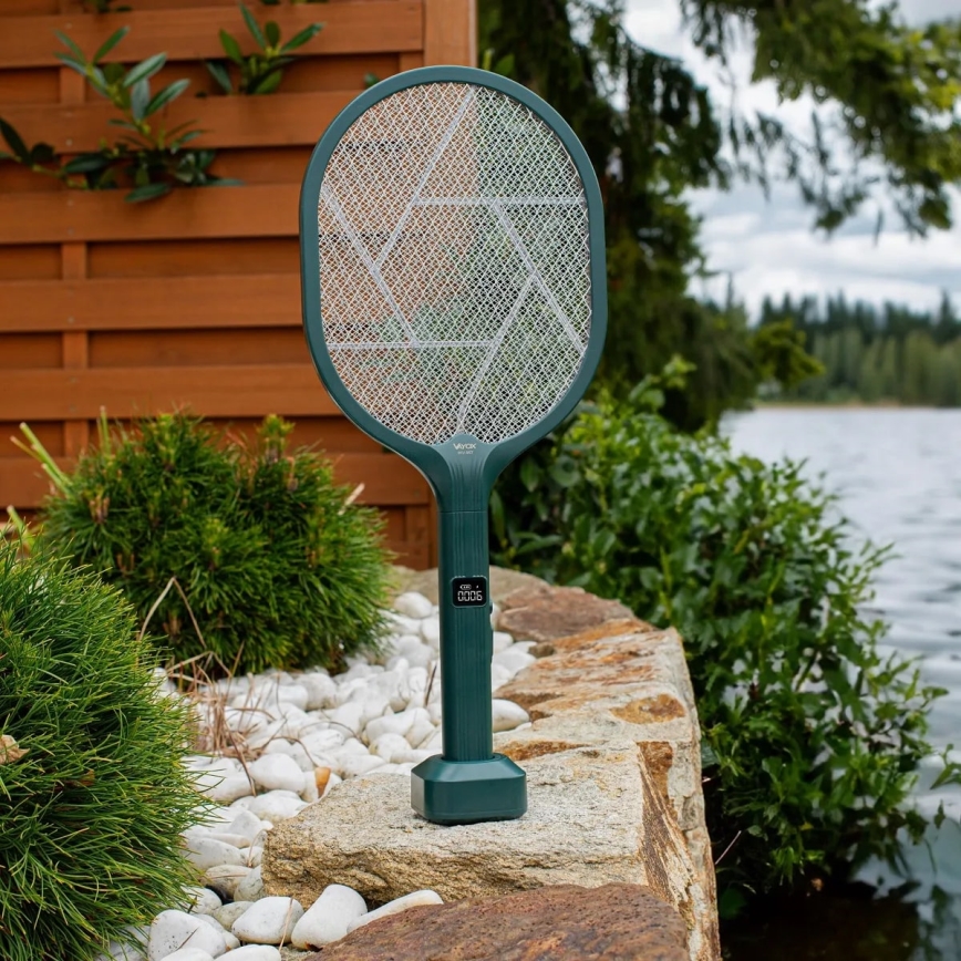 LED електрически уловител на насекоми 2 в 1 с LCD дисплей 1200 mAh/5V зелен