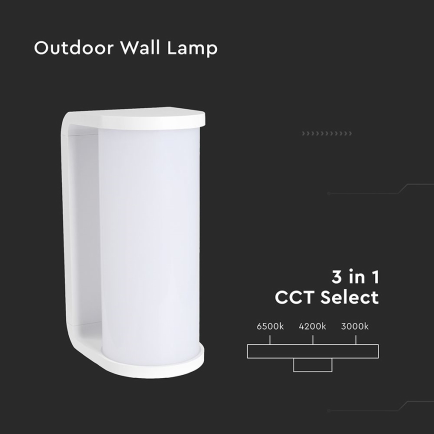 LED Екстериорен аплик LED/12W/230V 3000/4200/6500K IP65 бял