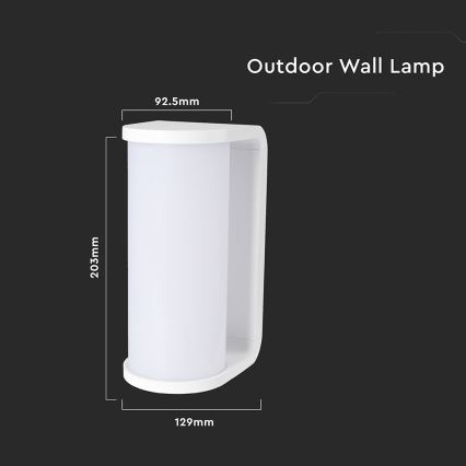 LED Екстериорен аплик LED/12W/230V 3000/4200/6500K IP65 бял