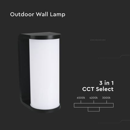 LED Екстериорен аплик LED/12W/230V 3000/4200/6500K IP65 черен