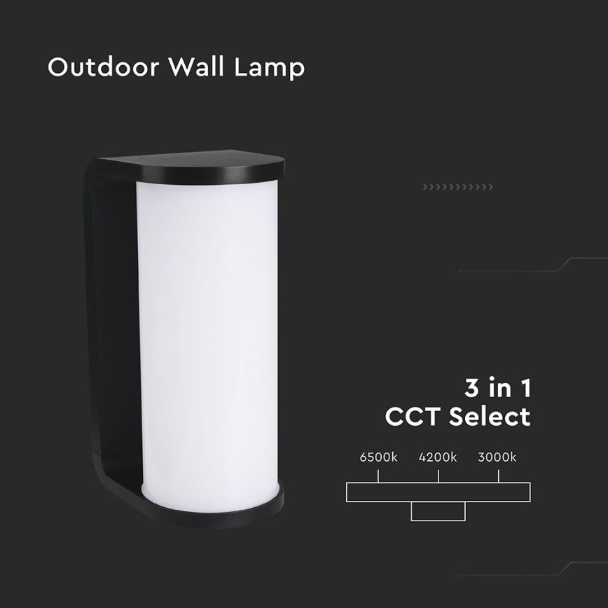 LED Екстериорен аплик LED/12W/230V 3000/4200/6500K IP65 черен
