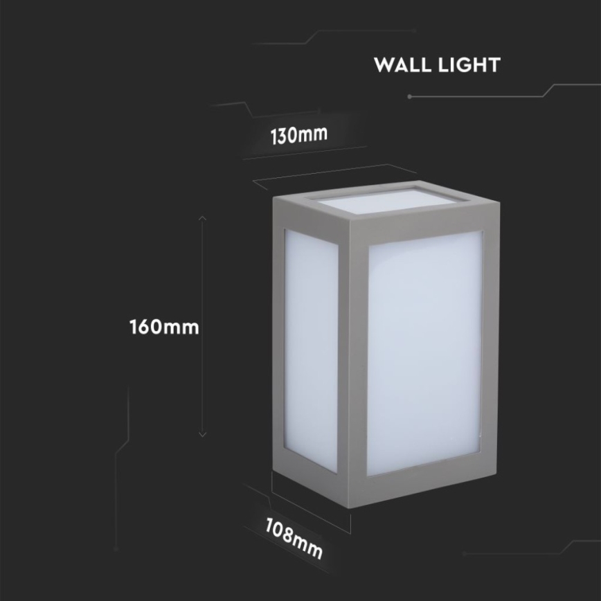 LED Екстериорен аплик LED/12W/230V 4000K IP65 сив