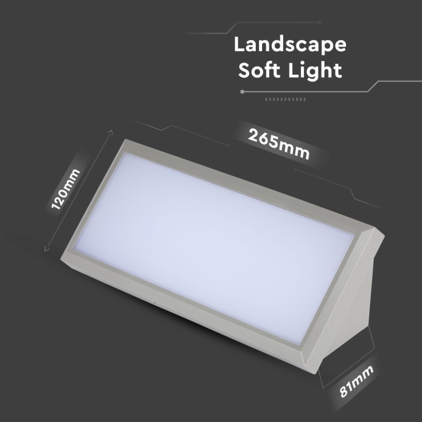 LED Екстериорен аплик LED/12W/230V 6400K IP65 сив