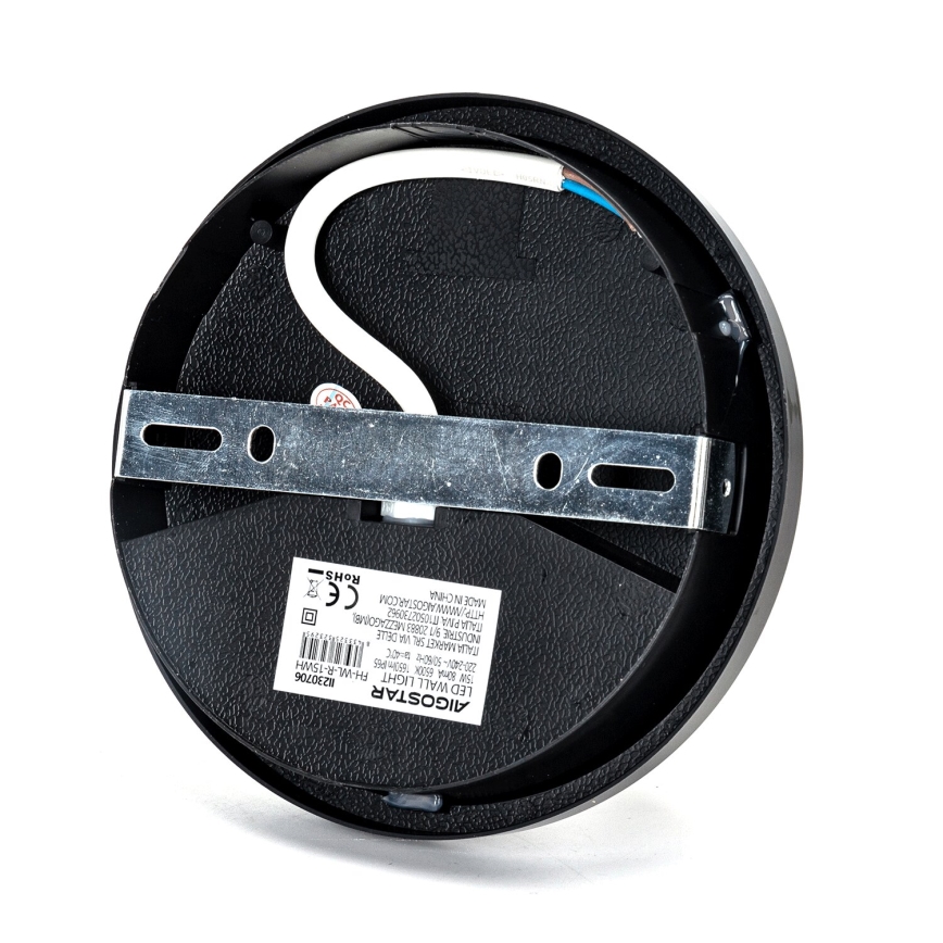 LED Екстериорен аплик LED/15W/230V 6500K Ø 15,5 см черен IP65