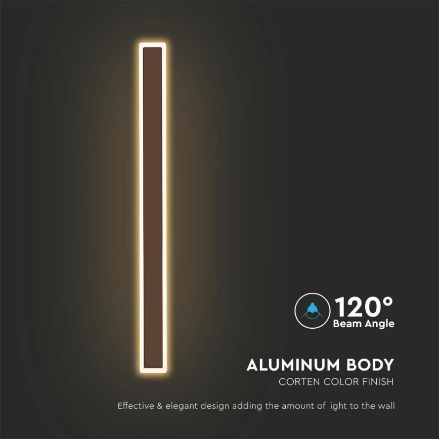 LED Екстериорен аплик LED/17W/230V 4000K IP65 кафяв