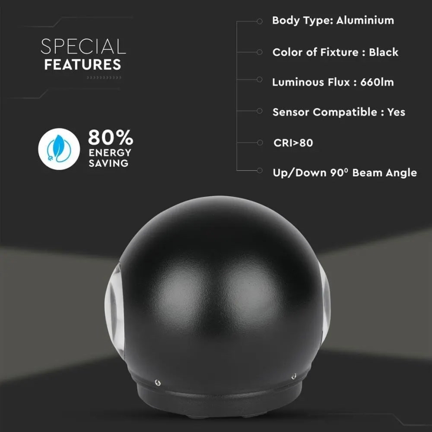 LED Екстериорен аплик LED/6W/230V 3000K IP65 черен