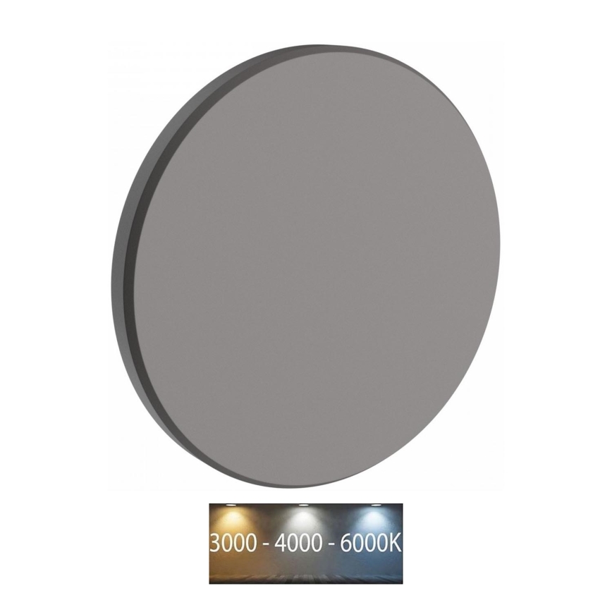 LED Екстериорен аплик PIATTA LED/12W/230V 3000/4000/6000K Ø 18 см IP44 сив