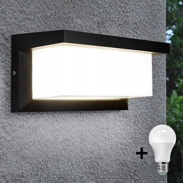 LED Екстериорен аплик с крушка със сензор за здрач NEELY 1xE27/9W/230V IP54 черен