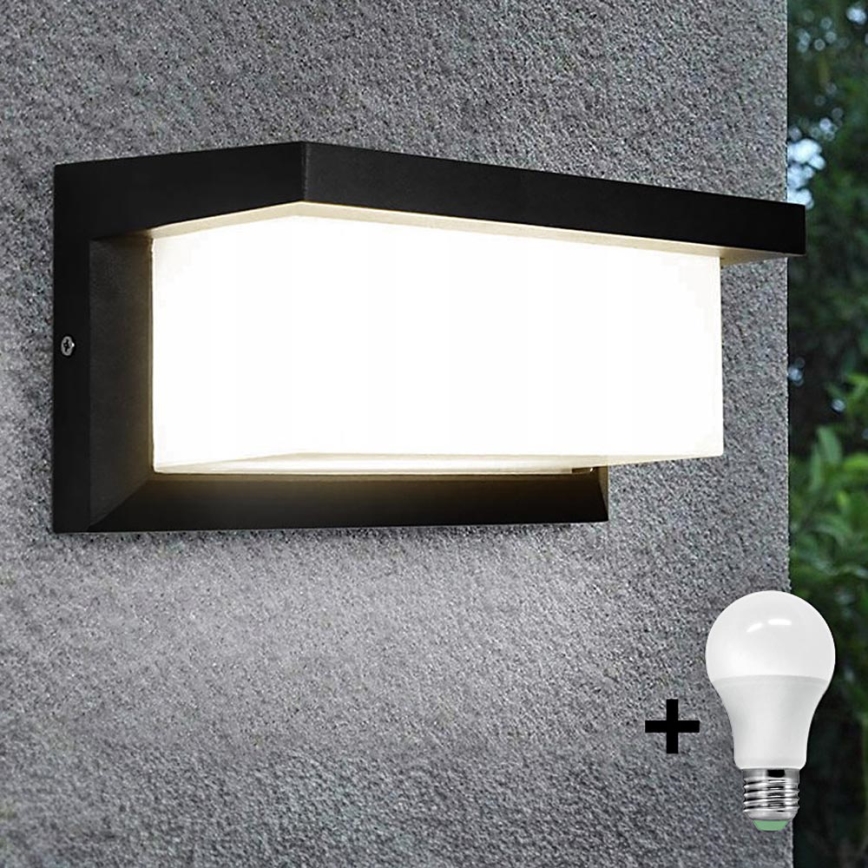 LED Екстериорен аплик с крушка със сензор за здрач NEELY 1xE27/9W/230V IP54 черен