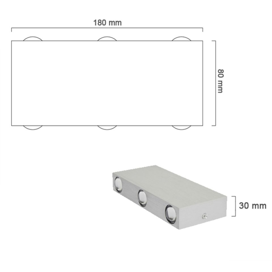 LED Екстериорен аплик SILBER 6xLED/1W/230V IP54
