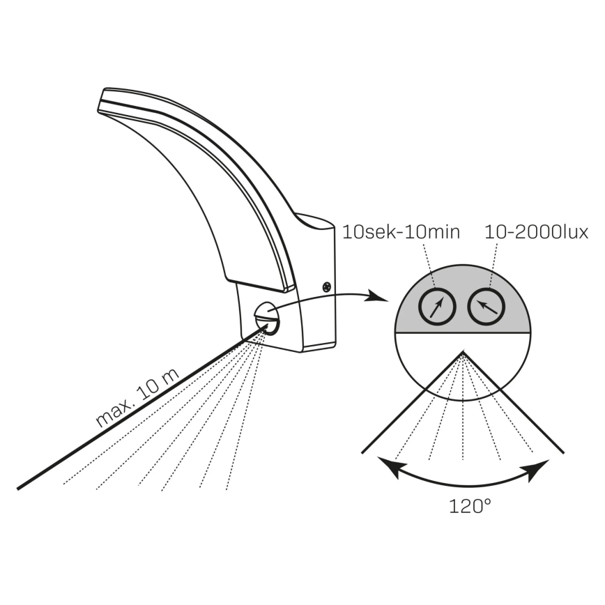 LED Екстериорен аплик със сензор AMY LED/12W/230V IP44 черен