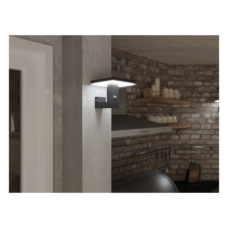 LED Екстериорен аплик със сензор BARI LED/10W/230V 4000K IP54 антрацит