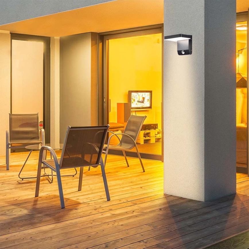 LED Екстериорна подвижна лампа за стена със сензор LED/17W/230V IP65 3000K черен