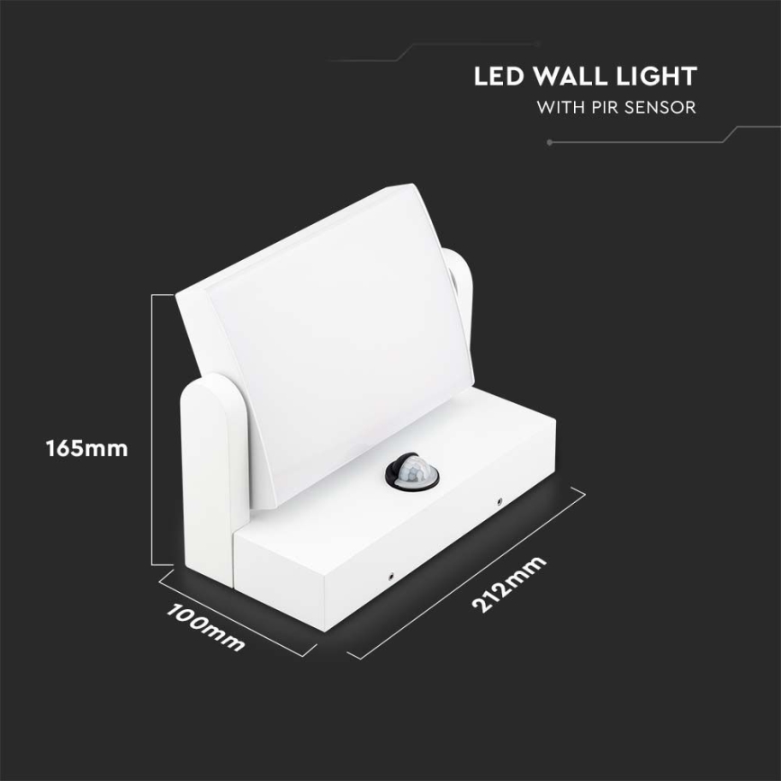 LED Екстериорен аплик със сензор LED/17W/230V 3000K IP65 бял