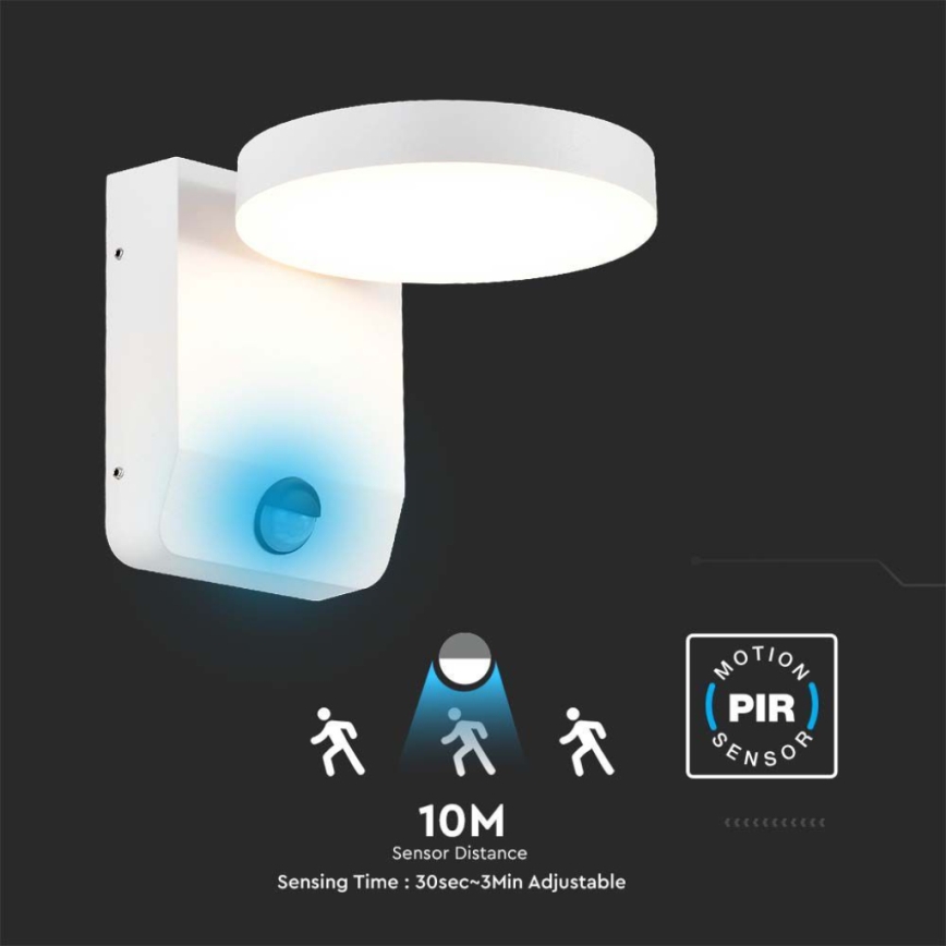 LED Екстериорна подвижна лампа за стена със сензор LED/17W/230V IP65 4000K бял