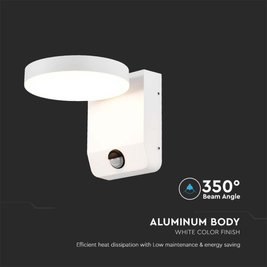 LED Екстериорна подвижна лампа за стена със сензор LED/17W/230V IP65 4000K бял