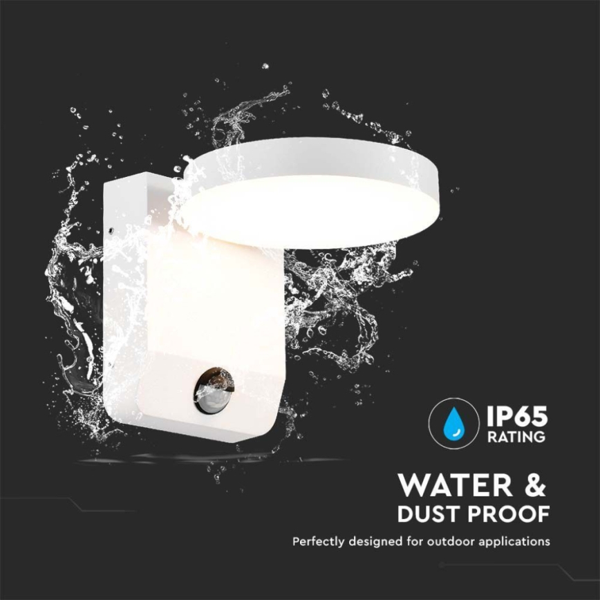 LED Екстериорна подвижна лампа за стена със сензор LED/17W/230V IP65 4000K бял