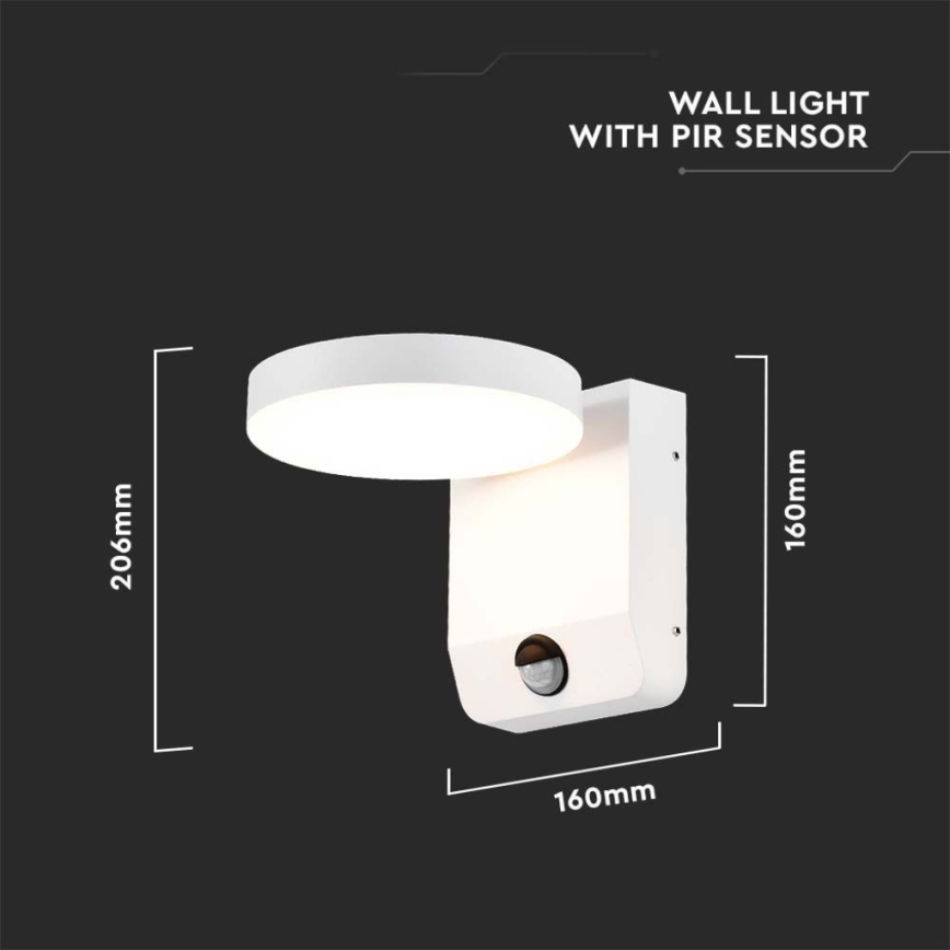LED Екстериорна подвижна лампа за стена със сензор LED/17W/230V IP65 4000K бял