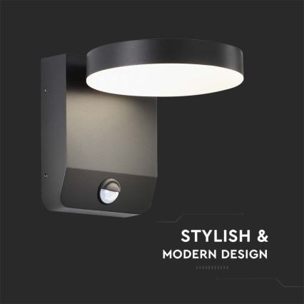 LED Екстериорна подвижна лампа за стена със сензор LED/17W/230V IP65 4000K черен