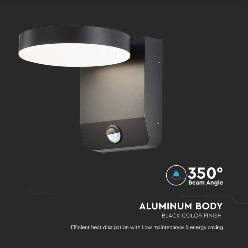 LED Екстериорна подвижна лампа за стена със сензор LED/17W/230V IP65 4000K черен