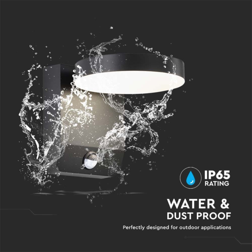 LED Екстериорна подвижна лампа за стена със сензор LED/17W/230V IP65 4000K черен