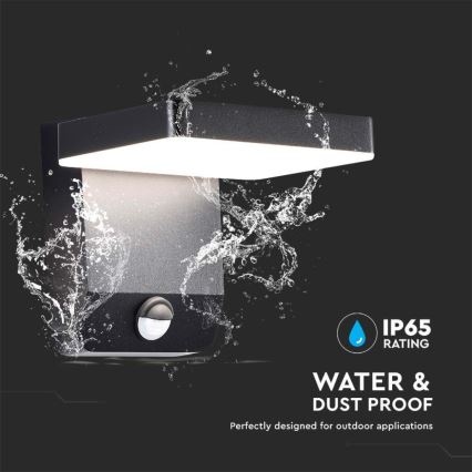 LED Екстериорна подвижна лампа за стена със сензор LED/17W/230V IP65 4000K черен