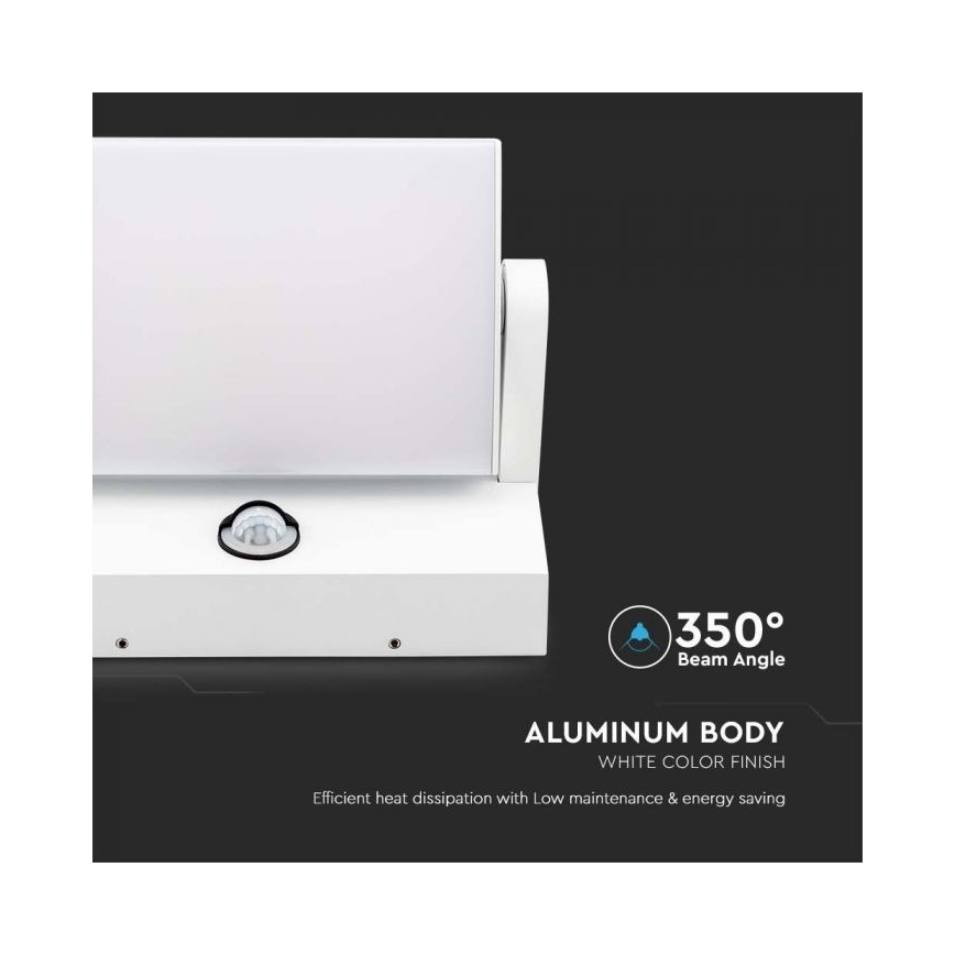 LED Екстериорен аплик със сензор LED/17W/230V 4000K IP65 бял