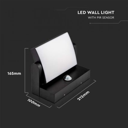 LED Екстериорен аплик със сензор LED/17W/230V 4000K IP65 черен