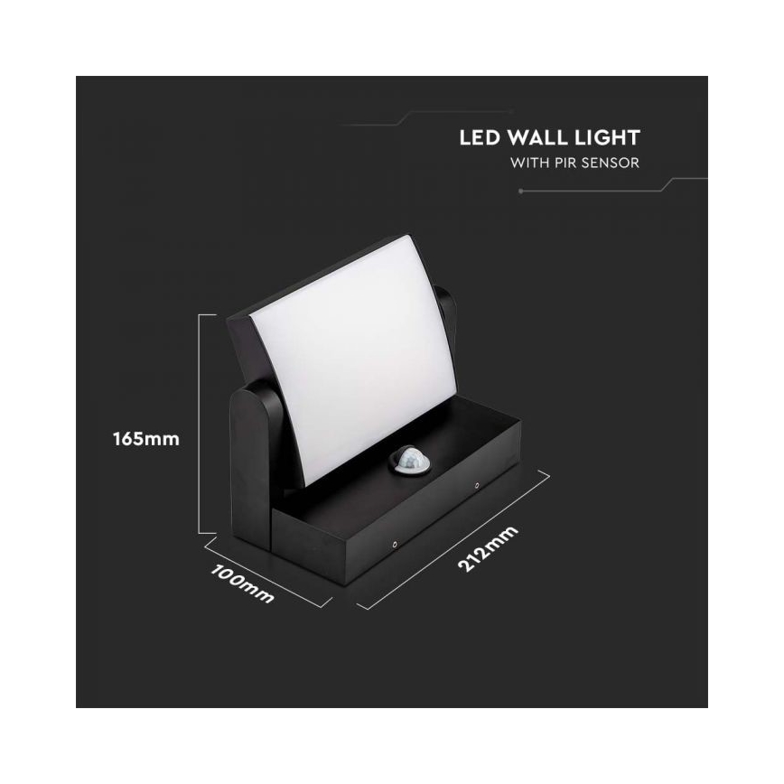 LED Екстериорен аплик със сензор LED/17W/230V 4000K IP65 черен