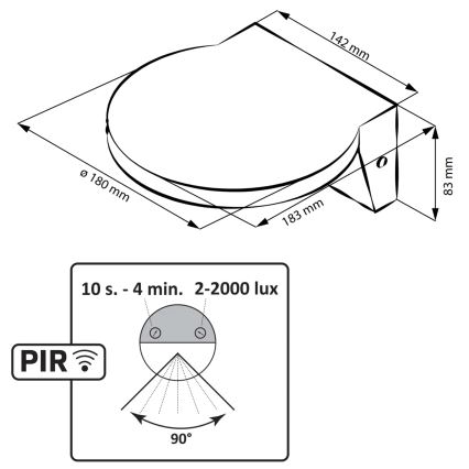 LED Екстериорен аплик със сензор TESA LED/10W/230V IP54 черен