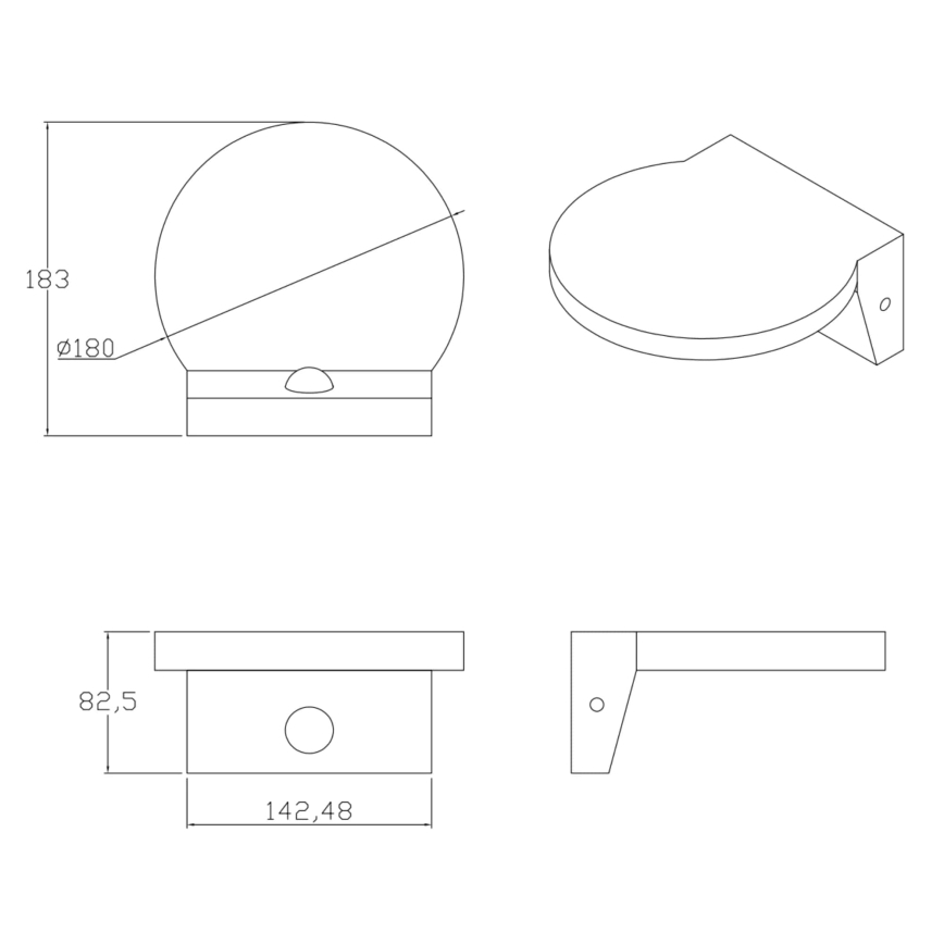 LED Екстериорен аплик със сензор TESA LED/10W/230V IP54 черен