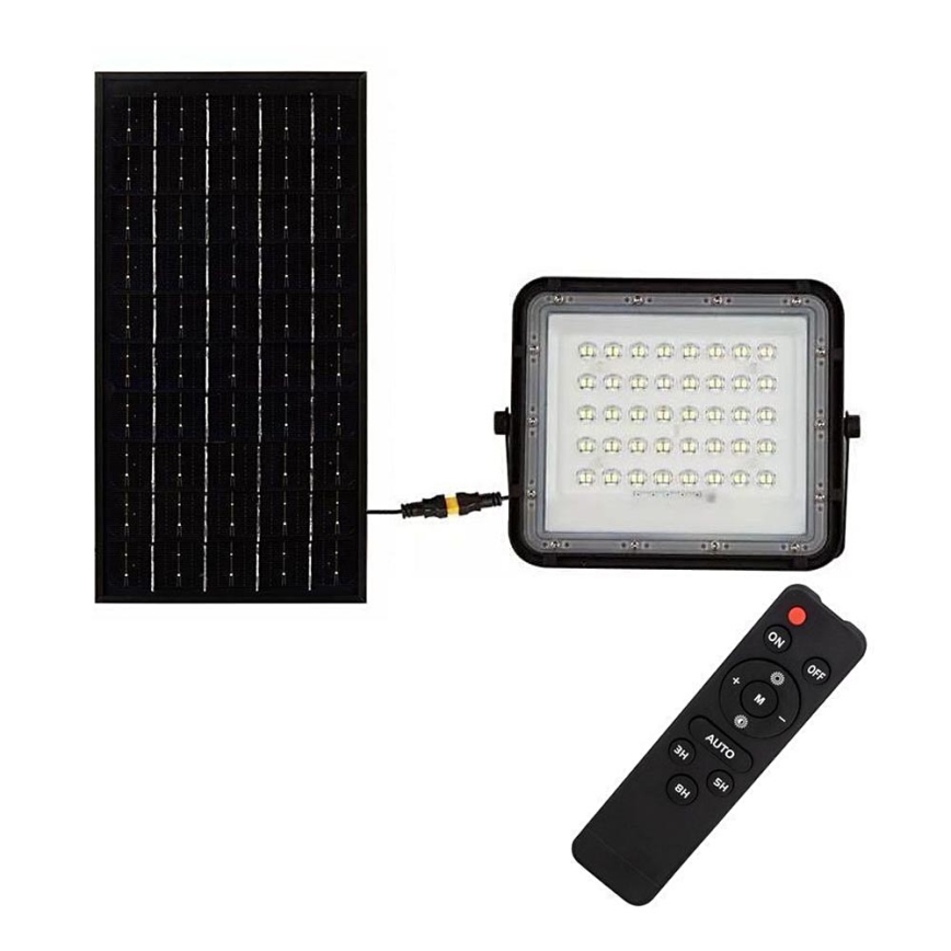 LED Екстериорен димируема соларен прожектор LED/10W/3,2V IP65 4000K 6000 mAh черен + дистанционно управление