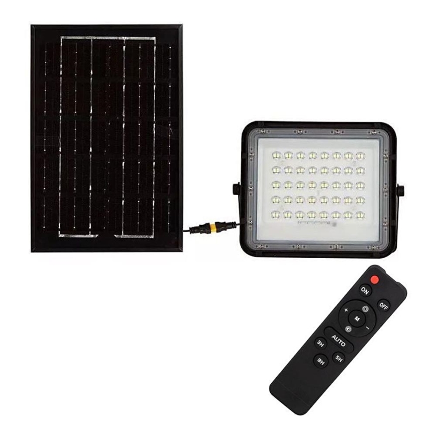LED Екстериорен димируема соларен прожектор LED/6W/3,2V IP65 4000K 5000 mAh черен + дистанционно управление