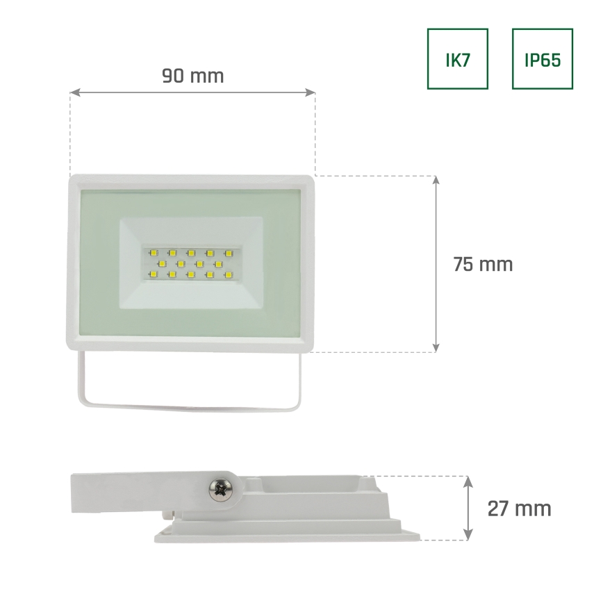 LED Екстериорен прожектор NOCTIS LUX 3 LED/10W/230V 6000K IP65 бял