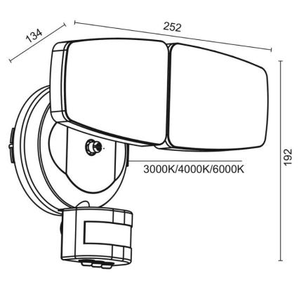 LED Екстериорен прожектор със сензор LED/24W/230V 3000/4000/6000K IP54 бял