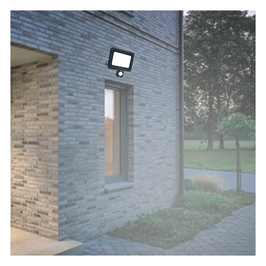 LED Екстериорен прожектор със сензор LED/50W/230V 4000K IP44 черен