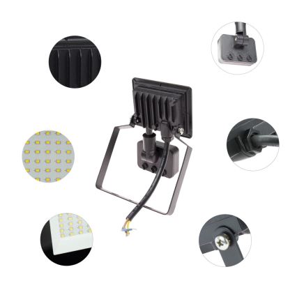 LED Екстериорен прожектор със сензор NOCTIS LUX 3 LED/10W/230V 4000K IP44 черен