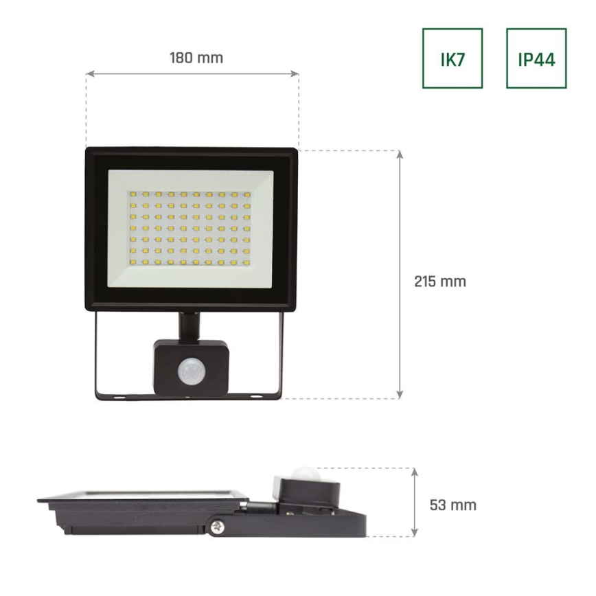LED Екстериорен прожектор със сензор NOCTIS LUX 3 LED/50W/230V 4000K IP44 черен