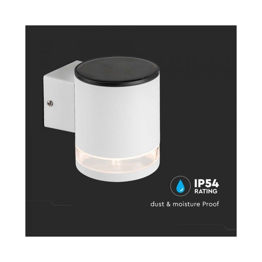 LED Екстериорен соларен аплик LED/1W/3,7V 3000K IP54 бял